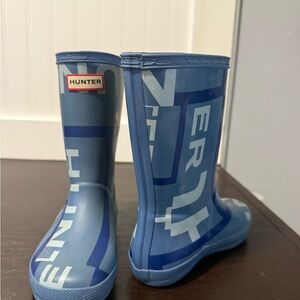 Hunter Kids Graphic Blue Rain Boots